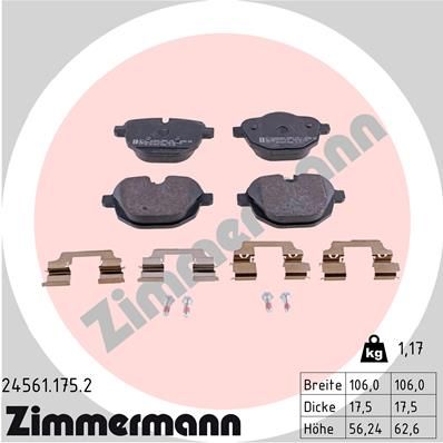 24561.175.2_колодки дисковые !задн. 106x62x18 \ BMW E60/E61 2.0 05>