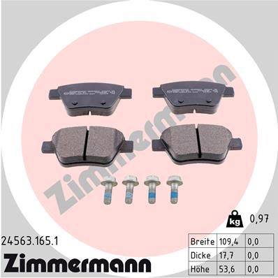 24563.165.1_колодки дисковые !задн. 109x53x16 \ Audi A3, VW Golf, Skoda Superb 1.2-3.2 08>