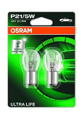 7528ULT-02B_к-кт ламп ULTRA LIFE! 2шт. (P21/5W) 12V 21/5W BAY15d ув. срок службы до 4х раз\