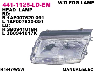 441-1125R-LD-EM_фара правая!\ VW Passat B5 10/96-09/00