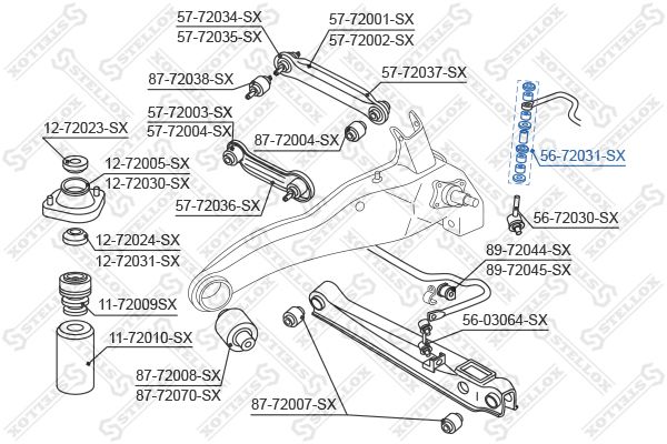 56-72031-SX_к-кт втулок стабилизатора заднего!\ Mitsubishi Carisma all 99>