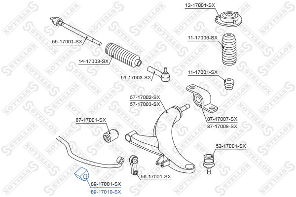 89-17010-SX_втулка стабилизатора переднего! d20\ Subaru Legacy B11 94-98