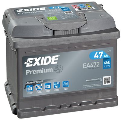 EXIDE EA472 PREMIUM_аккумуляторная батарея! 19.5/17.9 евро 47Ah 450A 207/175/175 CARBON BOOST\