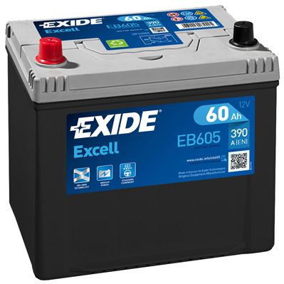 EXIDE EB605 EXCELL_аккумуляторная батарея! 19.5/17.9 рус 60Ah 480A 230/173/222\