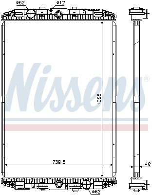 NS614170_радиатор системы охлаждения !без рамки 1065x740x40 \DAF F95/XF95 380/430/480/530