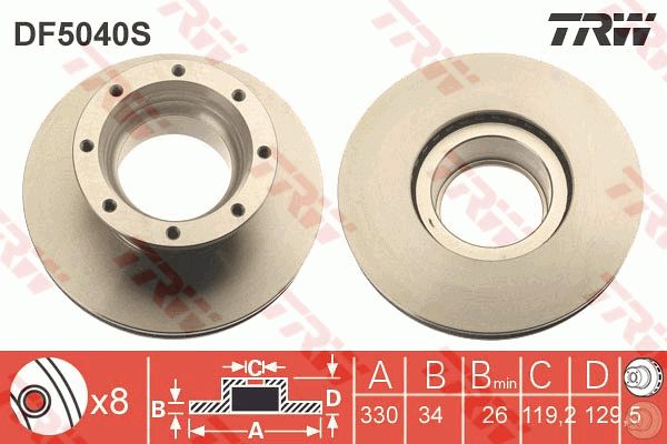 Диск тормозной задний DF5040S TRW truck