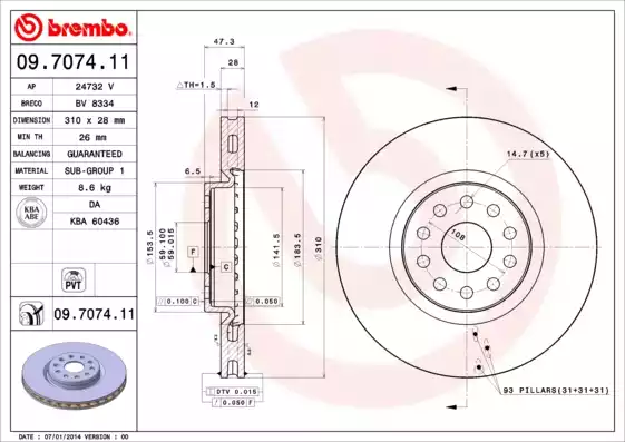 09.7074.11_диск тормозной передний!\Alfa Romeo 166 2.0/2.5/3.0/3.2 98>