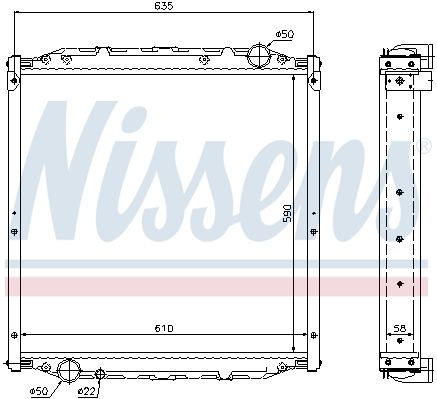 NS62877A_радиатор системы охлаждения ! пластик/алюминий 590x610x58 \MAN L 2000 (93>) дв.D0824