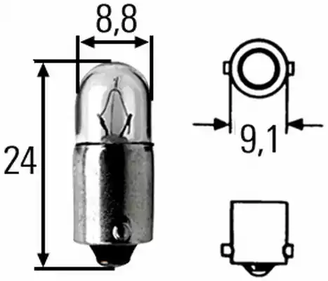 Лампа 12V T2W 2W BA9s HELLA 1 шт. картон 8GP002068-121