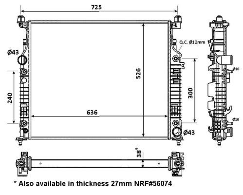 NRF 53936_радиатор системы охлаждения!\ MB W164/W251/X164 3.5-5.0/2.8CDi/3.2CDi/63AMG 05>