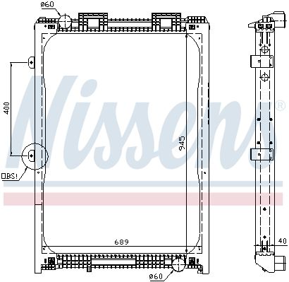 NS62870A_радиатор системы охлаждения !пластик/алюминий 945x689x42 \MAN F2000