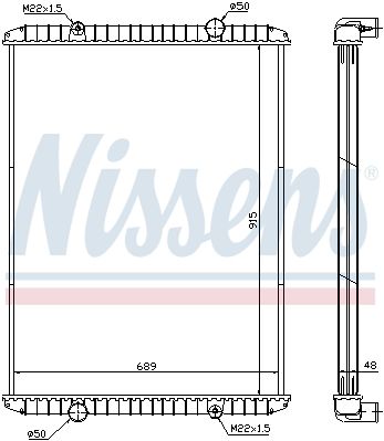 NS638480_радиатор системы охлаждения !пластик/алюминий 915x689x48\RVI Kerax/Premium 97>