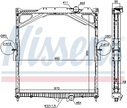 NS65467A_радиатор системы охлаждения !900x870x48 \Volvo FH12/16 дв. D12/16A