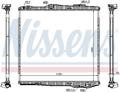 NS672900_радиатор системы охлаждения! без рамки, алюм/пласт 1050x940x40 \ SCANIA R-series 10>