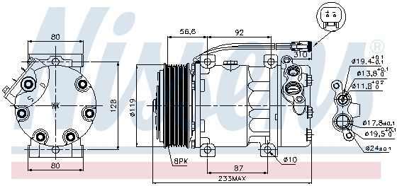 NS89035_компрессор кондиционера!24V d119 8пазов\ Scania 4-Series 95> P/G/R/T-Series 04>