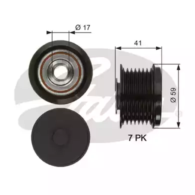 Шкив генератора (с обгонной муфтой) TOYOTA Alphard/Camry/LC Prado (J150)/LEXUS RX II GATES OAP7078