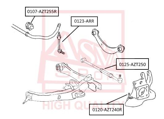 Втулка заднего стабилизатора D20 TOYOTA CALDINA AZT240/ZZT240 2002-2007 ASVA 0107-AZT255R