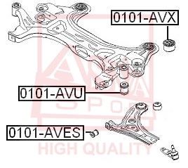 Сайлентблок переднего подрамника задний CHEVROLET AVEO T200 2002-2006 ASVA 1101-AVX