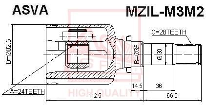 ШРУС внутренний левый 24X35X28 MAZDA 3 ASVA MZIL-M3M2