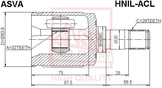 ШРУС внутренний левый HONDA ACCORD 3.0 V6 5AT ASVA HNIL-ACL