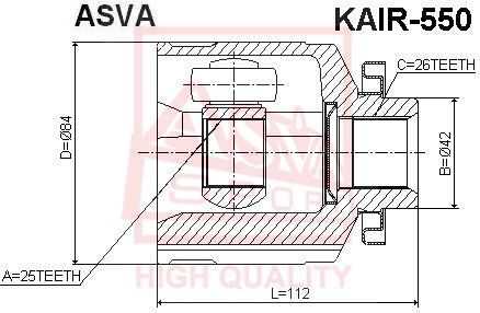 ШРУС внутренний правый HYUNDAI TUCSON 2004- ASVA KAIR-550