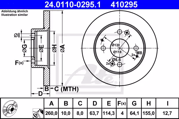 Диск тормозной задн, HONDA: ACCORD VI 1.8 i/2.0 Turbo DI/2.0 i 97-03, ACCORD VI Hatchback 1.8 i/2.0/