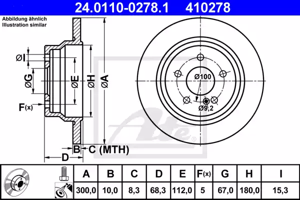 Диск тормозной задний MB W211/W212 all 02-> excl.AMG ATE 24.0110-0278.1