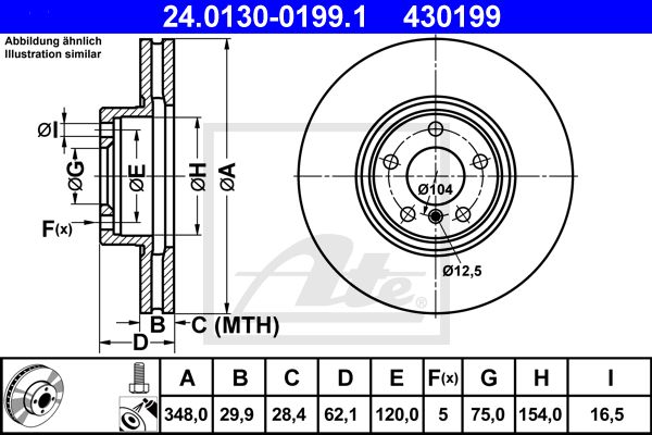 Диск тормозной передний BMW X5 E70/F15 / X6 E71/E72/F16 ATE 24.0130-0199.1