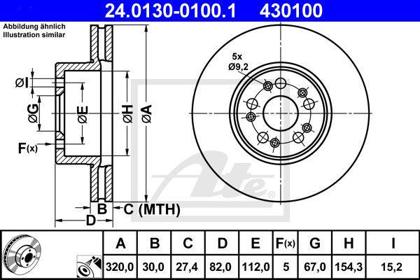 Диск тормозной передний MB W140 91-98 /Vent D=320mm ATE 24.0130-0100.1