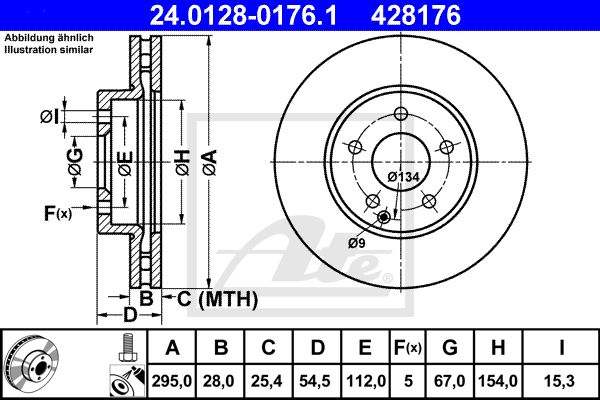 Диск тормозной передний MB W211 02-09 /Vent D=295mm ATE 24.0128-0176.1