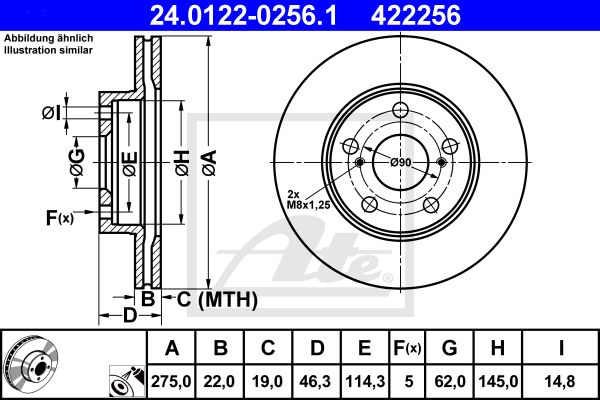 Диск тормозной передний TOYOTA Auris/Corolla ATE 24.0122-0256.1