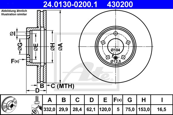 Диск тормозной передний с покрытием BMW X5-E70/F15 / X6-E71/F16 ATE 24.0130-0200.1