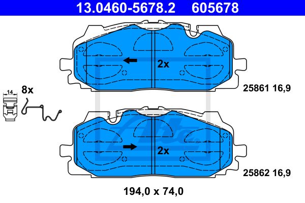 Колодки AUDI A4 B9 (2015-),A5 F53 (2016-),A6 C8, 4A2 (2018-),Q5 FY (2016-),Q7 4M (2015-),Q8 4MN (201 ATE 13046056782