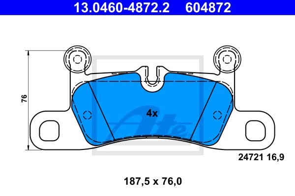 Колодки задние PORSCHE Cayenne/VW Touareg II 2010-> ATE 13.0460-4872.2