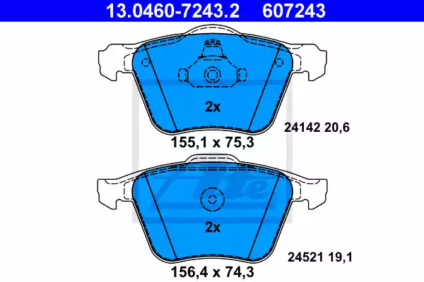 Колодки передние FORD S-Max/Galaxy / VOLVO S60/S80/V60/V70/XC70 ATE 13.0460-7243.2