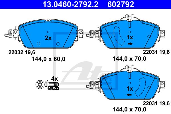 Колодки передние MB W205/W213 excl.AMG ATE 13.0460-2792.2