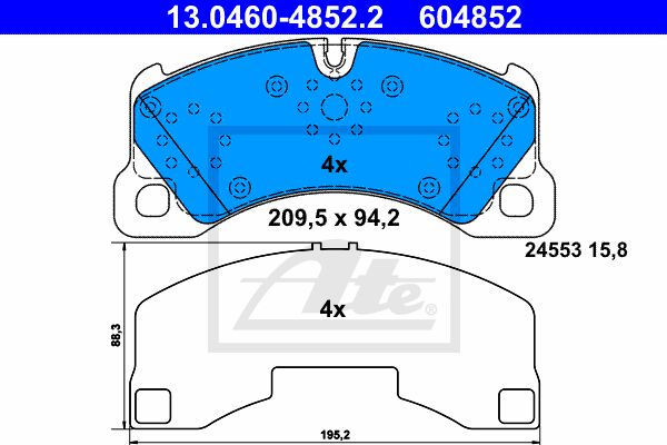 Колодки передние PORSCHE Cayenne/VW Touareg II 2010-> ATE 13.0460-4852.2