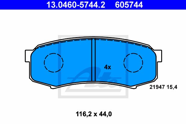 Колодки тормозные задние ATE 13.0460-5744.2