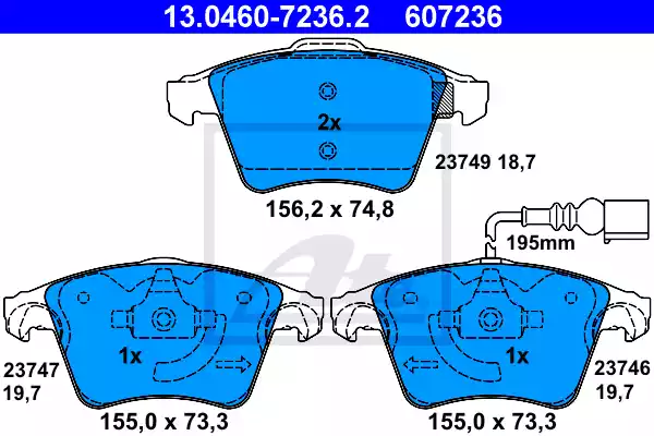 Колодки тормозные передние ATE 13.0460-7236.2