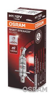 Лампа 12V H1 55W P14,5s OSRAM NIGHT BREAKER SILVER картон 64150NBS