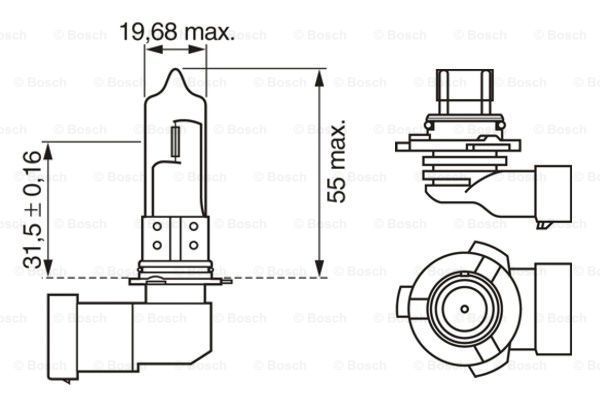 Лампа 12V HB3 60W BOSCH 1 шт. картон 1 987 302 152