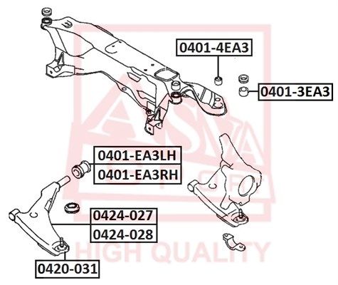 Сайлентблок подрамника MITSUBISHI GALANT E55A/E75A 1992-1996 ASVA 0401-3EA3