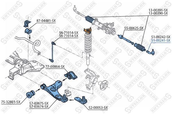 51-00241-SX_наконечник рулевой правый!\ Ford Focus 98>