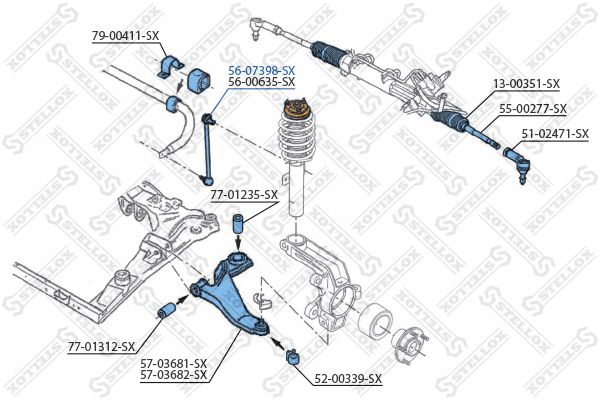 56-07398-SX_тяга стабилизатора переднего!\ Ford Mondeo all 00>