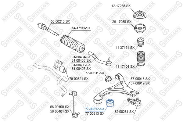 77-00512-SX_сайлентблок рычага задн.!\ Hyundai iX35 2WD 10>