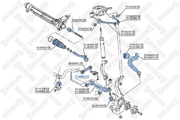 77-00853-SX_сайлентблок рычага ниж. перед. внутр.!\ Audi A4/A5 all 07>