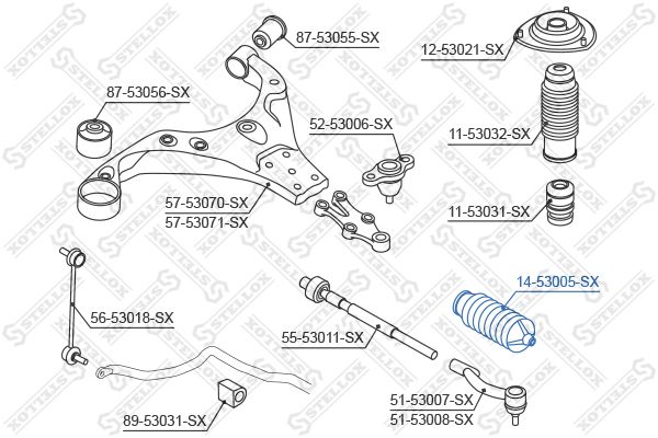 14-53005-SX_пыльник рейки рулевой!\ Kia Sportage 04>