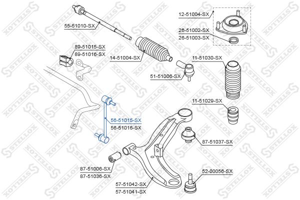 56-51015-SX_тяга стабилизатора переднего левая!\ Hyundai Getz 02>