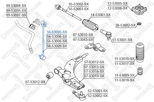 56-53005-SX_тяга стабилизатора переднего правая!\ KIA Carens 00-02