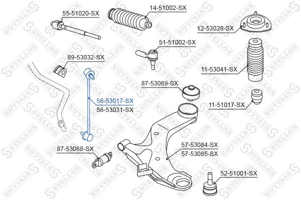 56-53017-SX_тяга стабилизатора переднего левая!\ KIA Cerato 04>